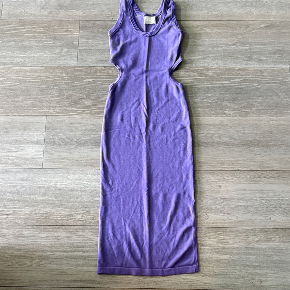 Torn by Ronny Kobo Lavender Purple Cutout Ribbed Maxi Dress Small